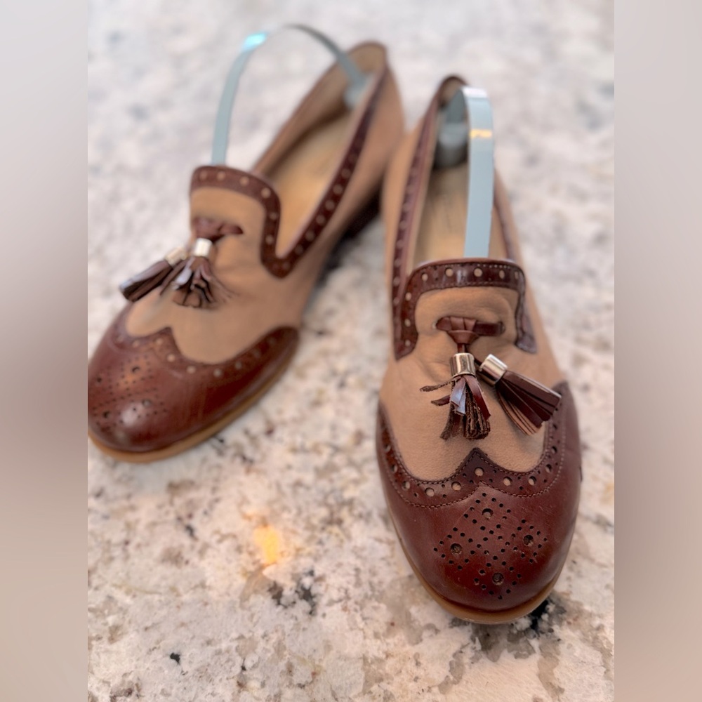 Alex Marie Two-Tone Brown‎ Leather Loafers